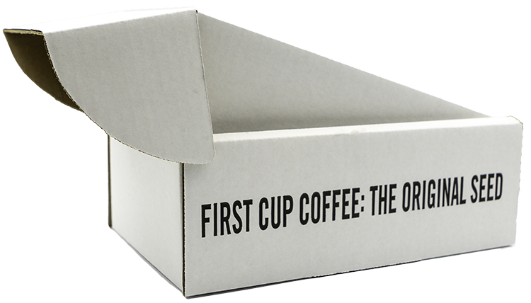 Box of First Cup Coffee Opening